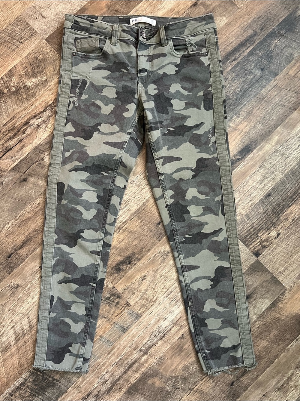 Zara Green Camo Denim Jeans